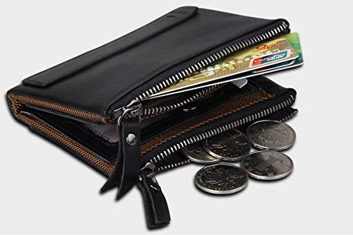 Carteras DOXUNGO para hombres Bloqueo RFID Bifold titular de cuero genuino Bifold Monedero Vintage grandes CWallets Vintage Bifold con cremallera Monedero