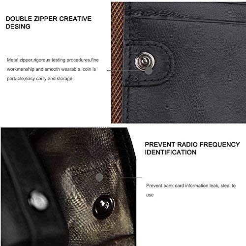 Carteras DOXUNGO para hombres Bloqueo RFID Bifold titular de cuero genuino Bifold Monedero Vintage grandes CWallets Vintage Bifold con cremallera Monedero