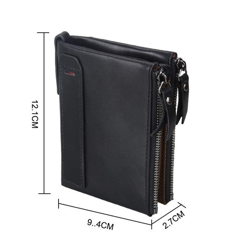 Carteras DOXUNGO para hombres Bloqueo RFID Bifold titular de cuero genuino Bifold Monedero Vintage grandes CWallets Vintage Bifold con cremallera Monedero