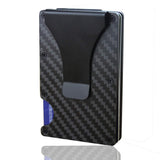 COMLIFE Cartera para Hombre Clip de Dinero de Metal con RFID Bloqueo Protección, Billetera de Tarjeta de Crédito de Aleación de aluminio y de Fibra de Carbono, Negro