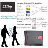 Carteras para Hombre RFID que Bloquean el Dinero Clip de Doble Pliegue Delgado Genuino Billetera de Cuero para Hombres con Ranura para Tarjeta de Crédito en La ventana con ID De bolsillo