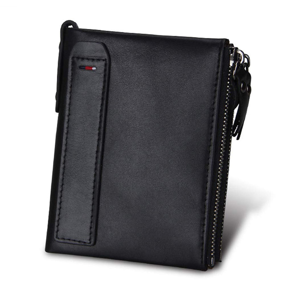 Carteras DOXUNGO para hombres Bloqueo RFID Bifold titular de cuero genuino Bifold Monedero Vintage grandes CWallets Vintage Bifold con cremallera Monedero