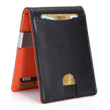 Carteras para Hombre RFID que Bloquean el Dinero Clip de Doble Pliegue Delgado Genuino Billetera de Cuero para Hombres con Ranura para Tarjeta de Crédito en La ventana con ID De bolsillo