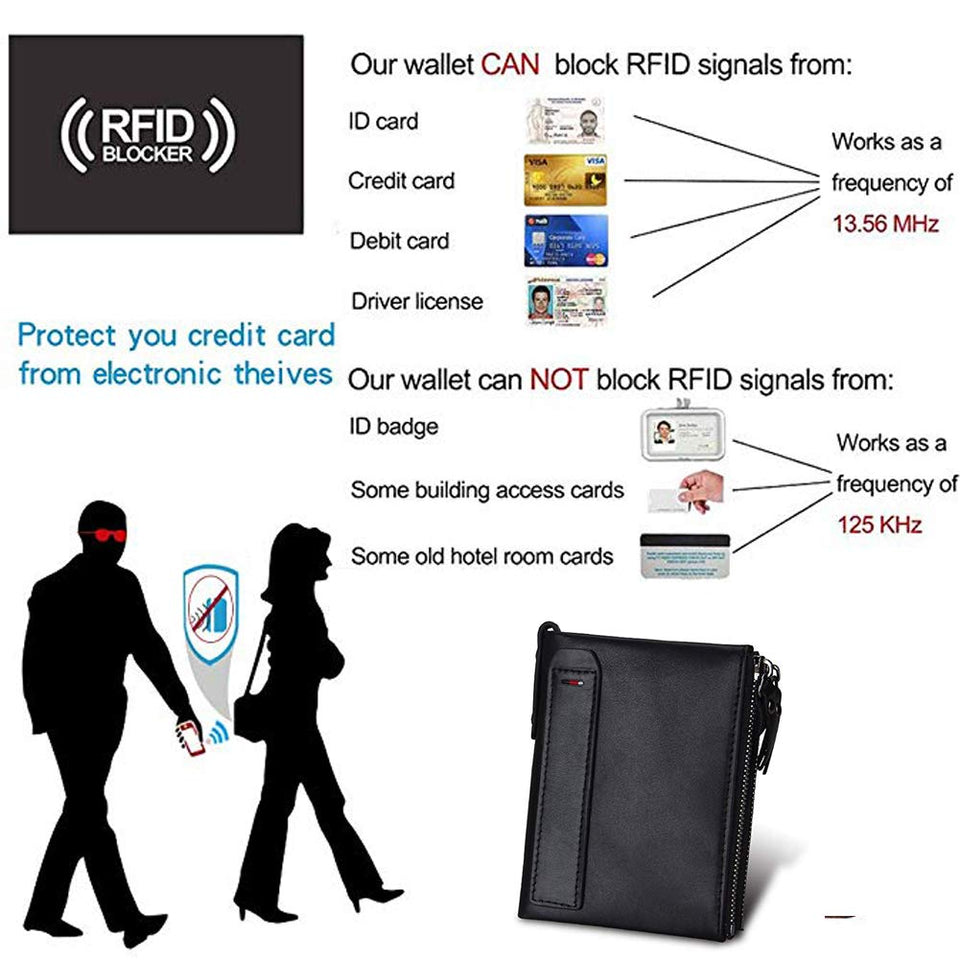 Carteras DOXUNGO para hombres Bloqueo RFID Bifold titular de cuero genuino Bifold Monedero Vintage grandes CWallets Vintage Bifold con cremallera Monedero