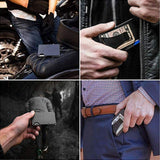 COMLIFE Cartera para Hombre Clip de Dinero de Metal con RFID Bloqueo Protección, Billetera de Tarjeta de Crédito de Aleación de aluminio y de Fibra de Carbono, Negro