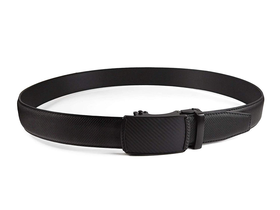 Cinturón para Hombres de Piel con Hebilla Automática – Diseño sin Agujeros Cinturón de Clic – Hebilla con Diseño – Leather Ratchet Belt for Men with Automatic Buckle – No Holes Design Click Belt