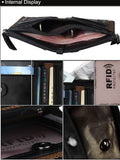 Carteras DOXUNGO para hombres Bloqueo RFID Bifold titular de cuero genuino Bifold Monedero Vintage grandes CWallets Vintage Bifold con cremallera Monedero