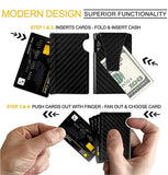 COMLIFE Cartera para Hombre Clip de Dinero de Metal con RFID Bloqueo Protección, Billetera de Tarjeta de Crédito de Aleación de aluminio y de Fibra de Carbono, Negro