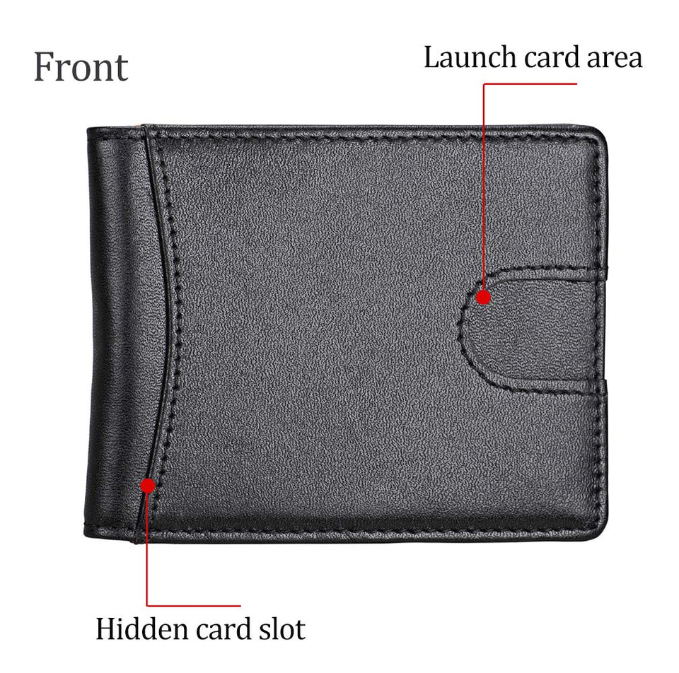 Carteras para Hombre RFID que Bloquean el Dinero Clip de Doble Pliegue Delgado Genuino Billetera de Cuero para Hombres con Ranura para Tarjeta de Crédito en La ventana con ID De bolsillo