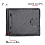 Carteras para Hombre RFID que Bloquean el Dinero Clip de Doble Pliegue Delgado Genuino Billetera de Cuero para Hombres con Ranura para Tarjeta de Crédito en La ventana con ID De bolsillo