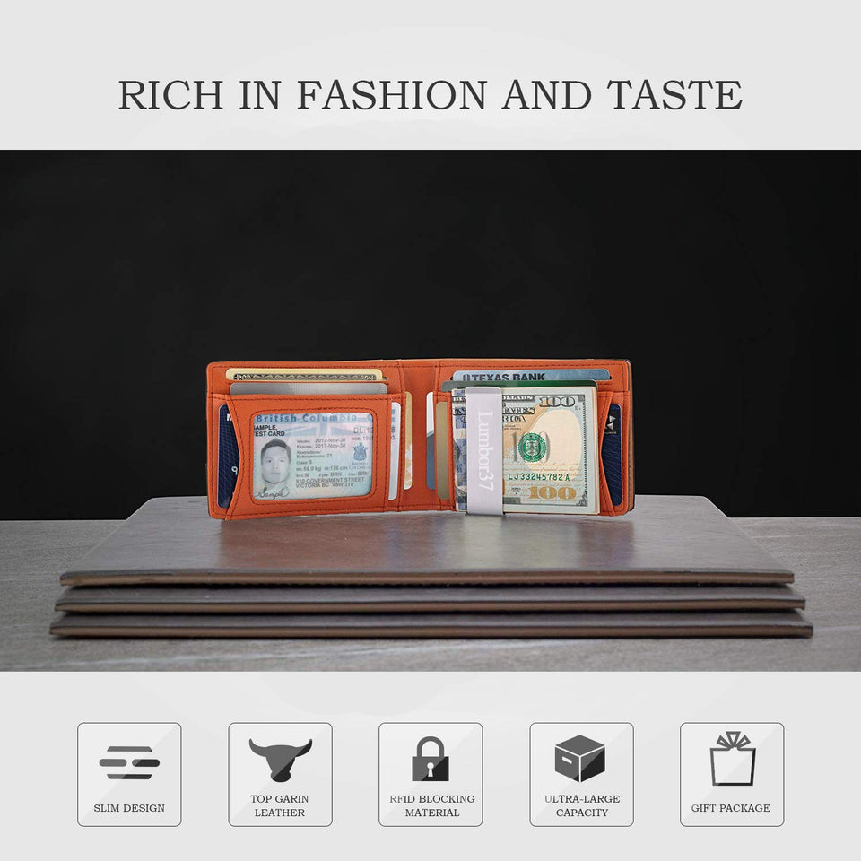 Hombre Carteras de Cuero con Money Clip Billetera de Bifold Cartera de Tarjeta de Crédito