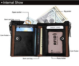 Carteras DOXUNGO para hombres Bloqueo RFID Bifold titular de cuero genuino Bifold Monedero Vintage grandes CWallets Vintage Bifold con cremallera Monedero