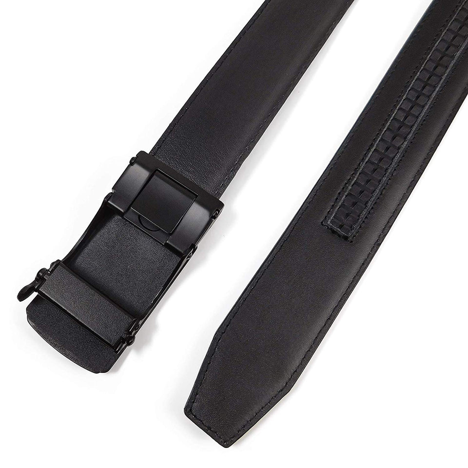 Cinturón para Hombres de Piel con Hebilla Automática – Diseño sin Agujeros Cinturón de Clic – Hebilla con Diseño – Leather Ratchet Belt for Men with Automatic Buckle – No Holes Design Click Belt