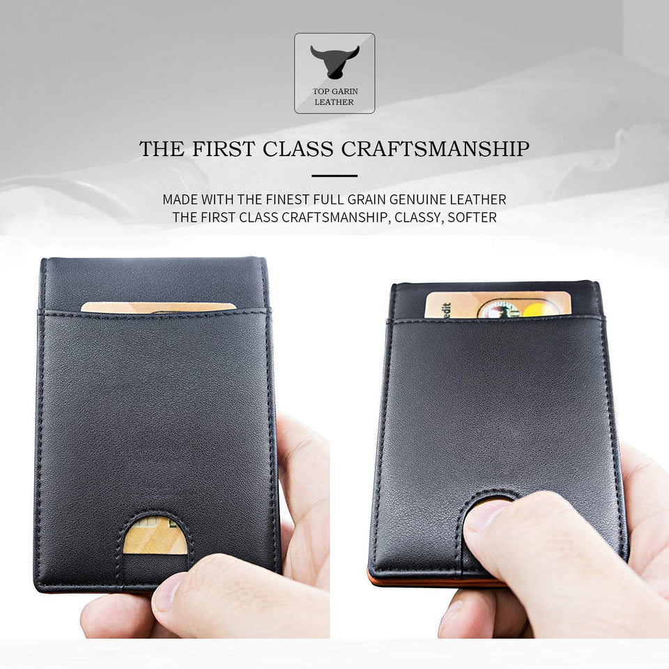 Hombre Carteras de Cuero con Money Clip Billetera de Bifold Cartera de Tarjeta de Crédito