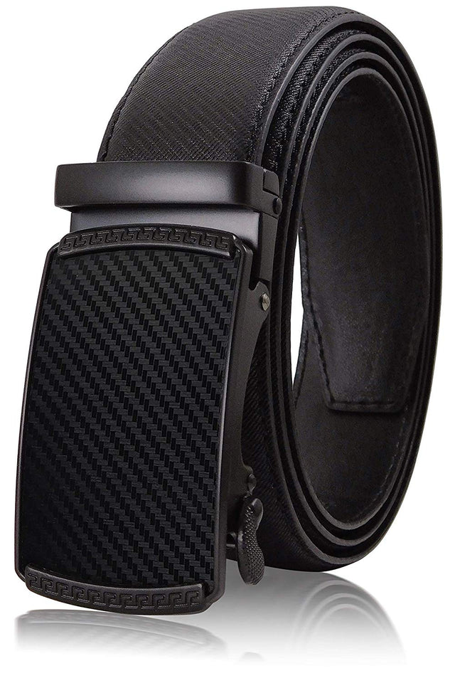Cinturón para Hombres de Piel con Hebilla Automática – Diseño sin Agujeros Cinturón de Clic – Hebilla con Diseño – Leather Ratchet Belt for Men with Automatic Buckle – No Holes Design Click Belt
