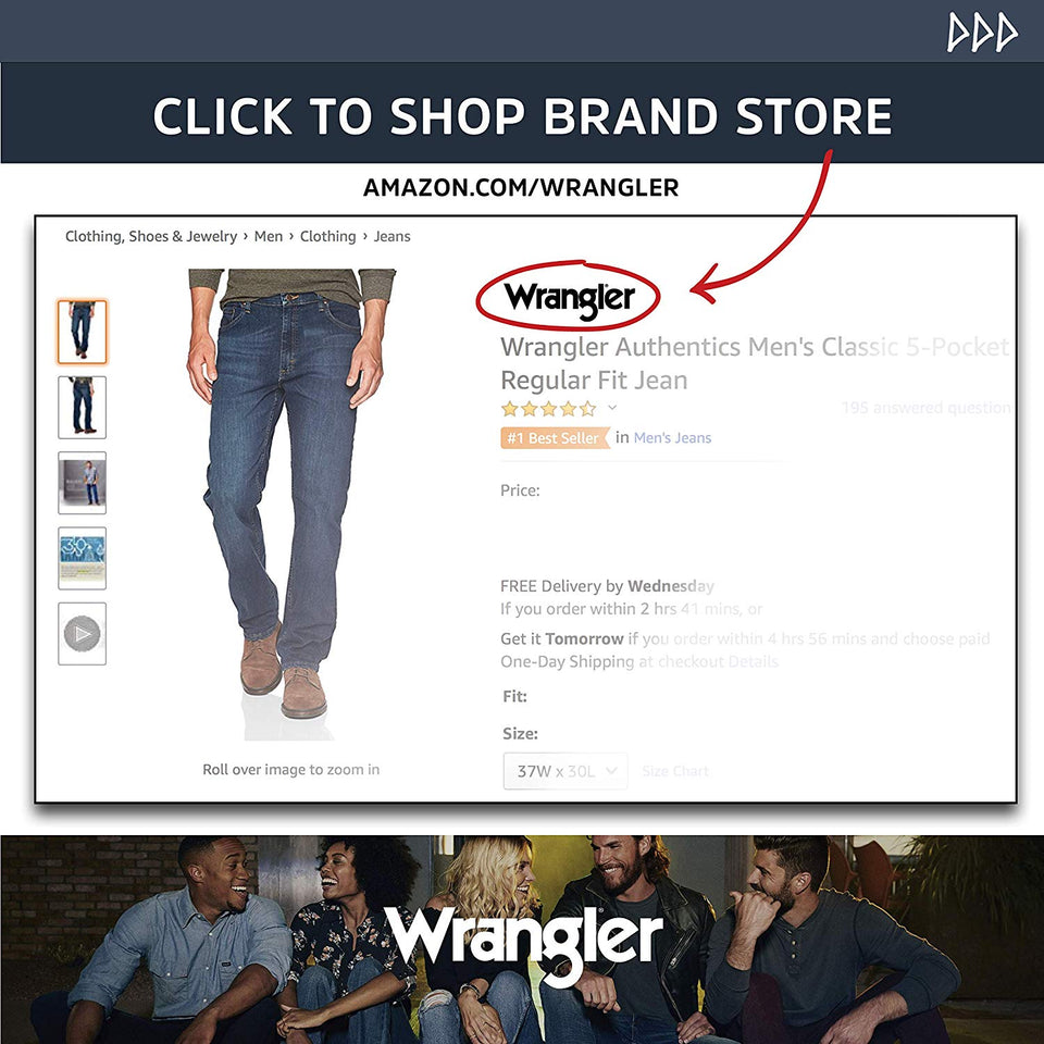 Wrangler Authentics - Pantalón Vaquero para Hombre, Talla Grande y Alta, 5 Bolsillos, Ajuste Regular