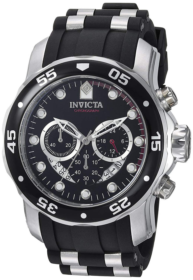Invicta 6977 Watch Men's Pro Diver Collection Chronograph, Black Dial, Black Polyurethane
